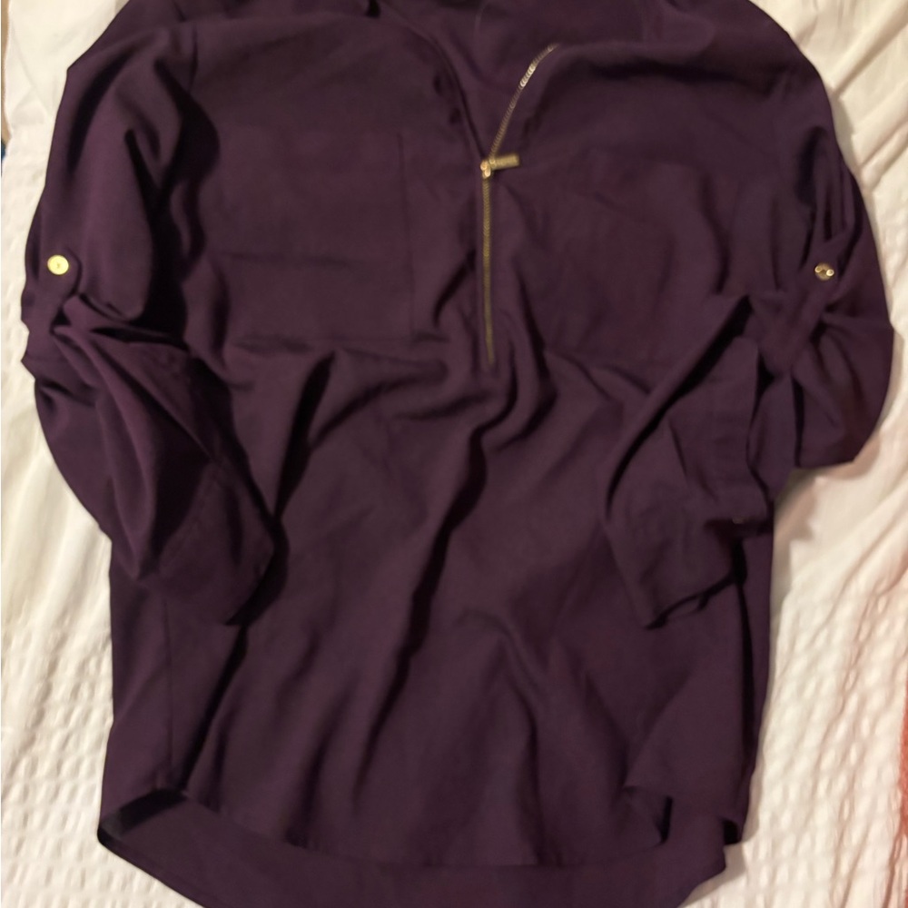 Purple Long Sleeve Top with Gold Zipper
